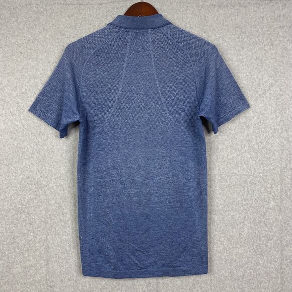 Lululemon Shirt Mens S Midnight Shadow Tempest Blue Metal Vent Tech Polo - Picture 4 of 7